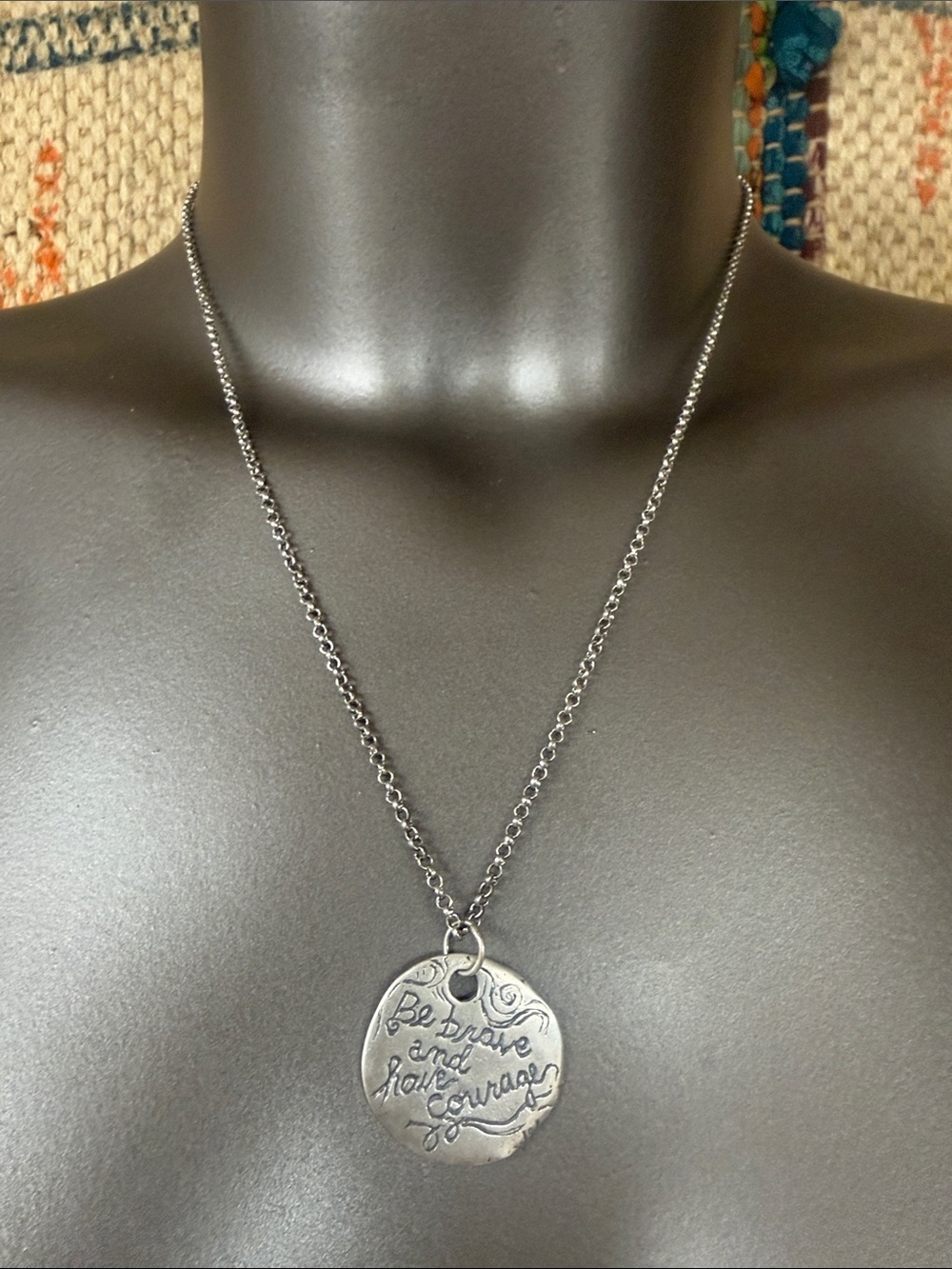 Jes MaHarry unisex ”Be Brave” silver charm on 20” silver chain. New with tags.
